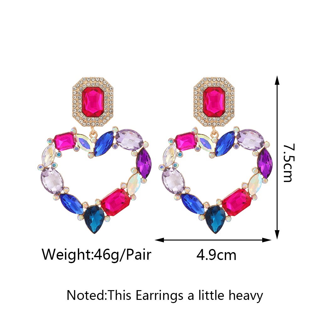 1 Pair Elegant Romantic Heart Shape Plating Inlay Alloy Glass Drop Earrings display picture 1