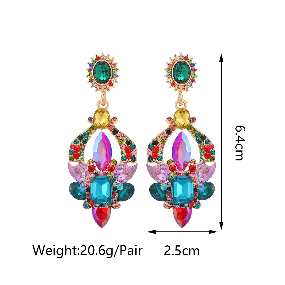 1 Pair Elegant Shiny Geometric Plating Alloy Glass Drop Earrings display picture 1