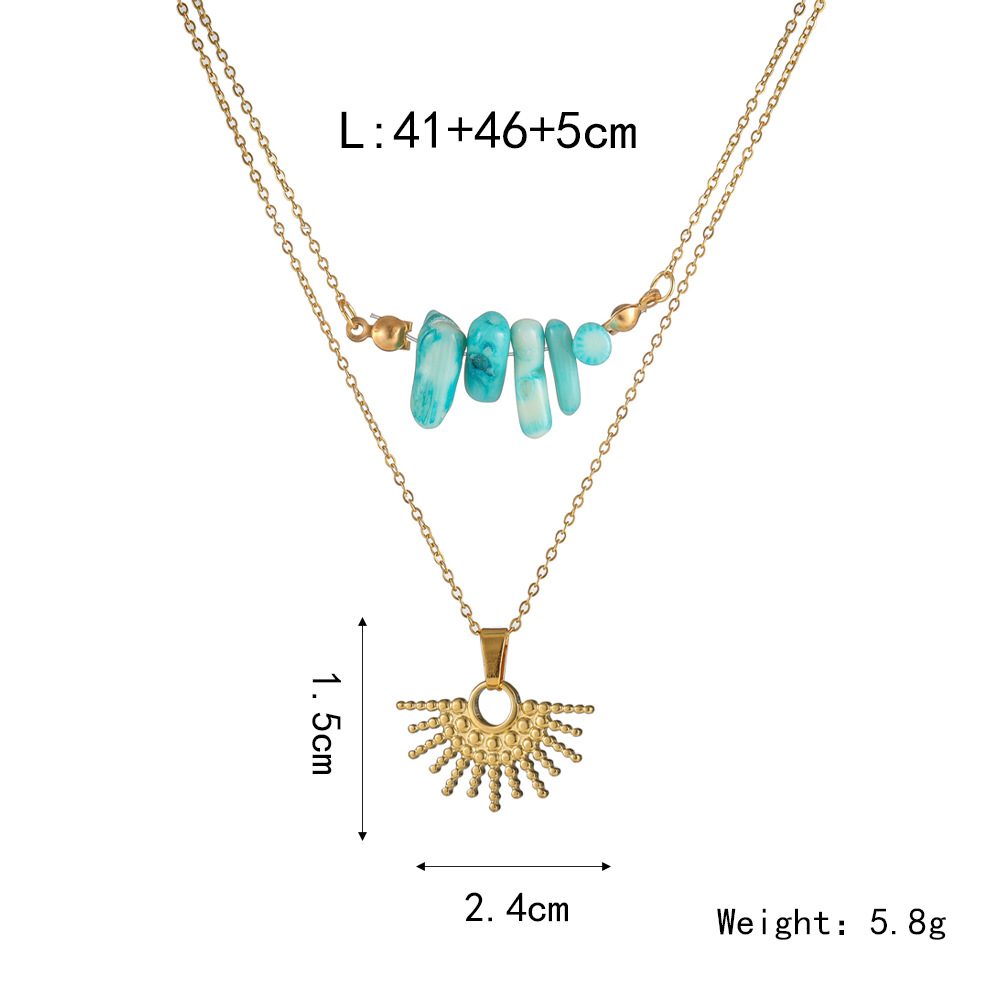 Casual Vacation Sun Stainless Steel 18k Gold Plated Double Layer Necklaces display picture 2