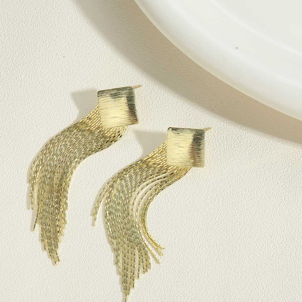 1 Pair Elegant Glam Tassel Heart Shape Rhombus Plating Copper 14k Gold Plated Drop Earrings display picture 7