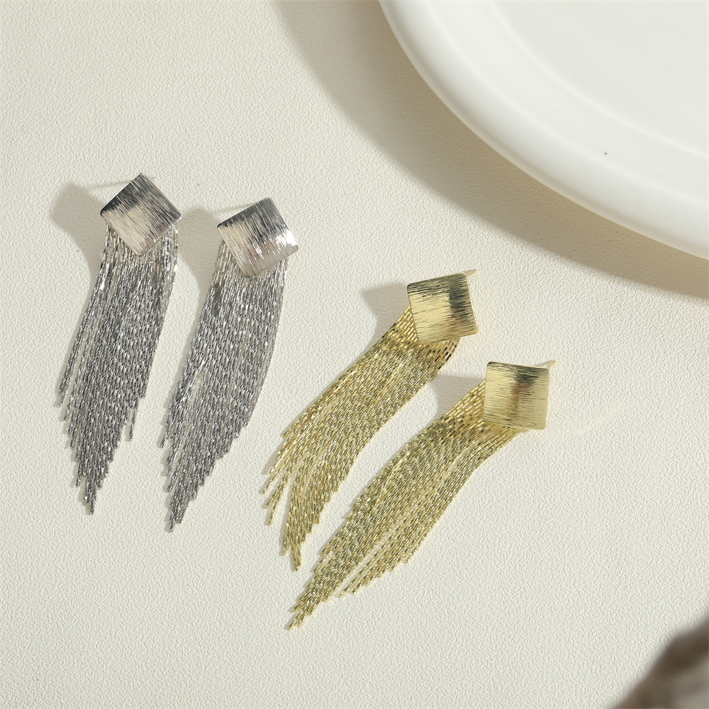 1 Pair Elegant Glam Tassel Heart Shape Rhombus Plating Copper 14k Gold Plated Drop Earrings display picture 5