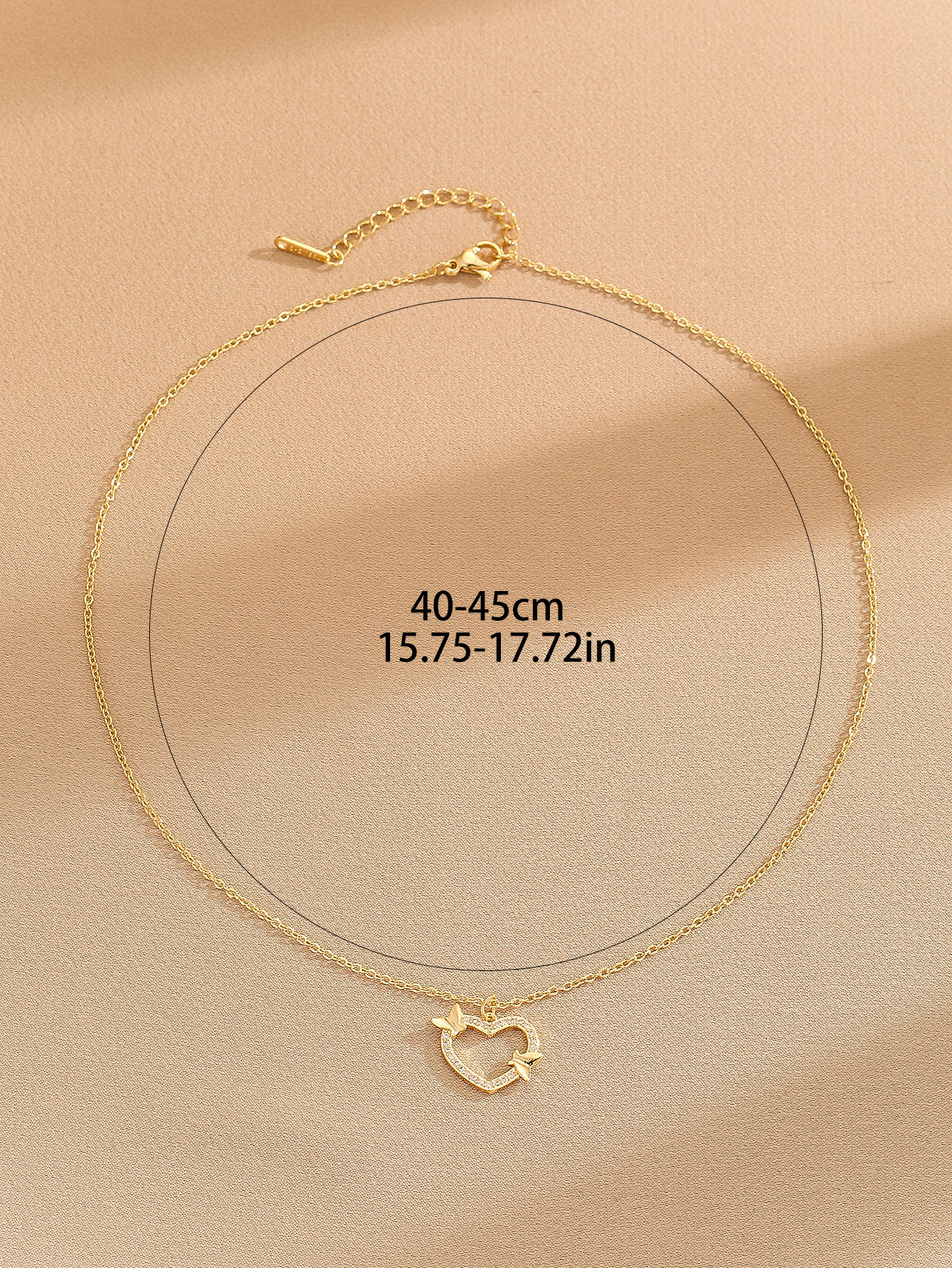 Sweet Heart Shape Butterfly Copper Zircon Pendant Necklace display picture 4