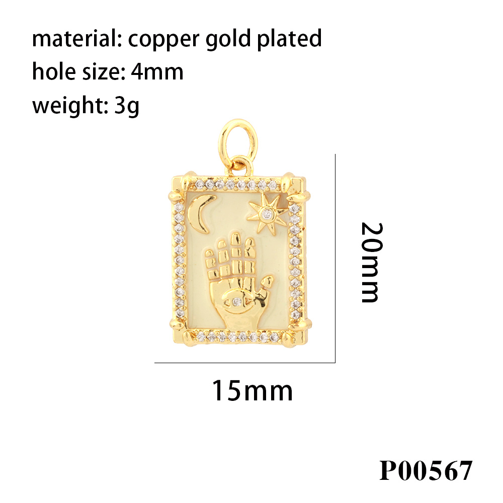 1 Piece Ig Style Hip-hop Hand Copper Enamel Inlay Pendant Jewelry Accessories display picture 8