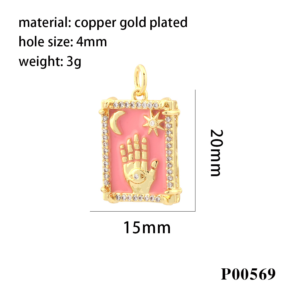 1 Piece Ig Style Hip-hop Hand Copper Enamel Inlay Pendant Jewelry Accessories display picture 10