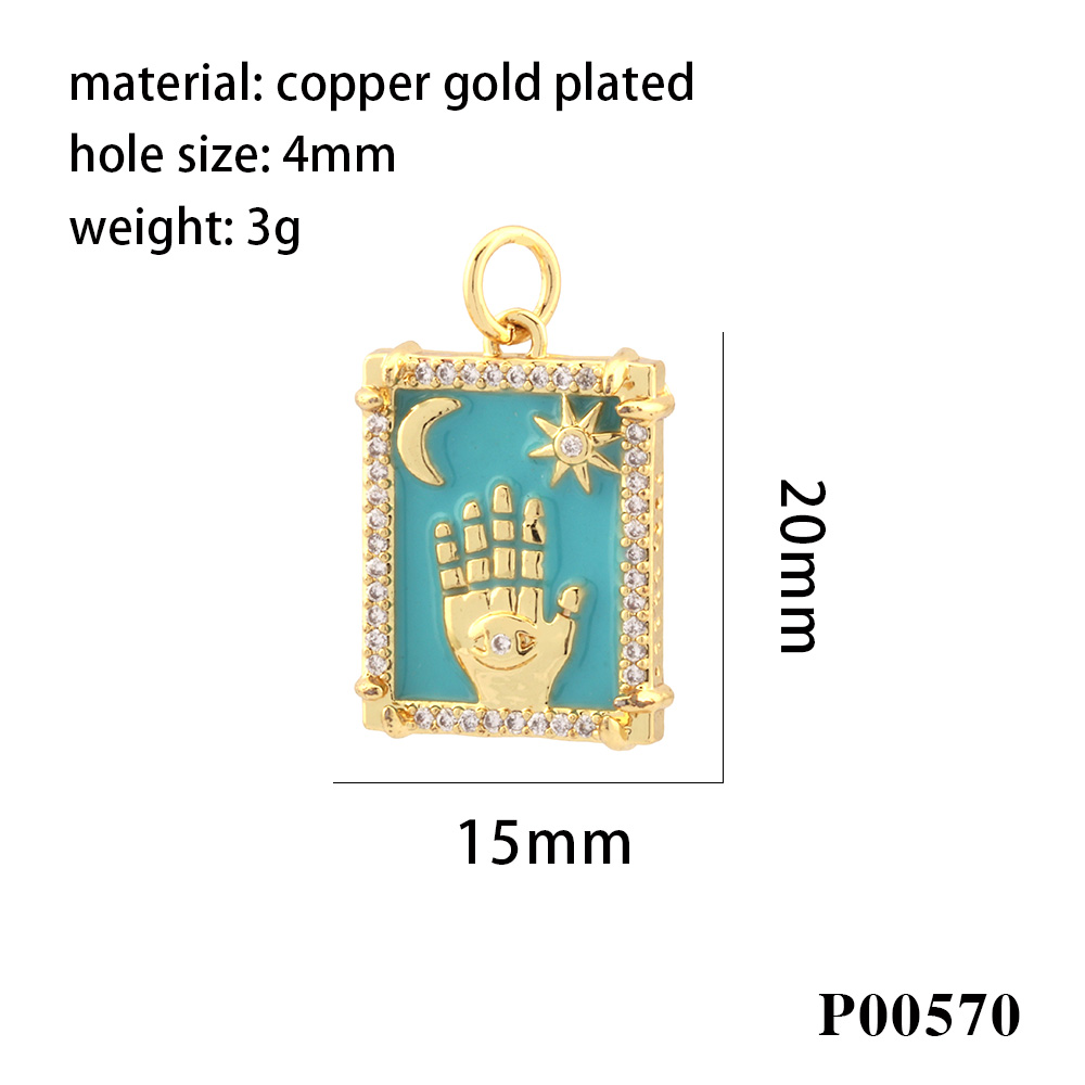 1 Piece Ig Style Hip-hop Hand Copper Enamel Inlay Pendant Jewelry Accessories display picture 12