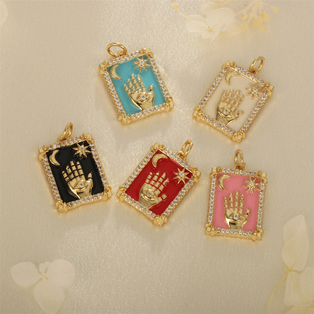 1 Piece Ig Style Hip-hop Hand Copper Enamel Inlay Pendant Jewelry Accessories display picture 2