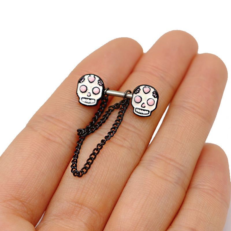 1 Piece Ear Cartilage Rings & Studs Fashion Heart Shape Butterfly Skull Stainless Steel Copper Plating Inlay Rhinestones White Gold Plated display picture 10