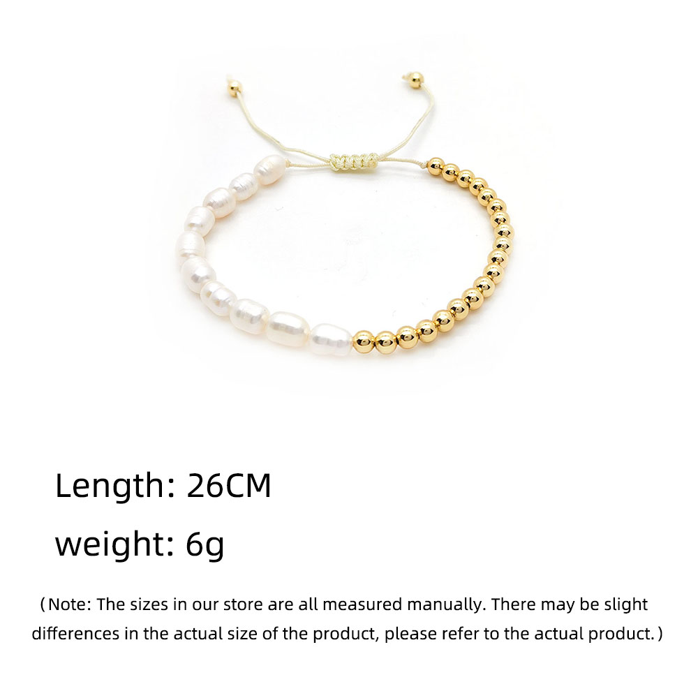 IG-Stil Geometrisch Süßwasserperle Weichen Lehm Kupfer Perlen Stricken Unisex Kordelzug Armbänder display picture 5