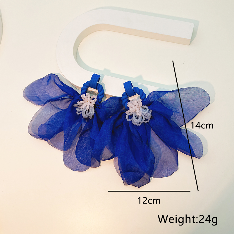 1 Pair Casual Sweet Flower Arylic Cloth Glass Drop Earrings display picture 8