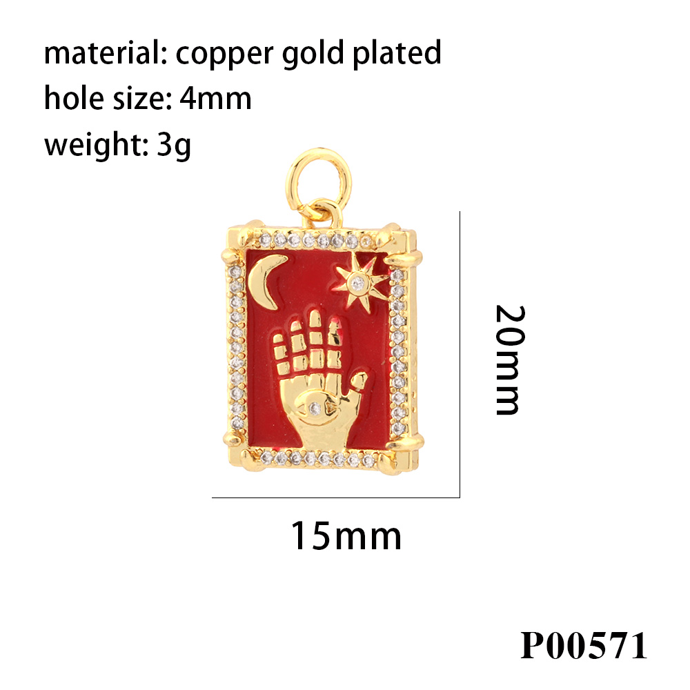 1 Piece Ig Style Hip-hop Hand Copper Enamel Inlay Pendant Jewelry Accessories display picture 11