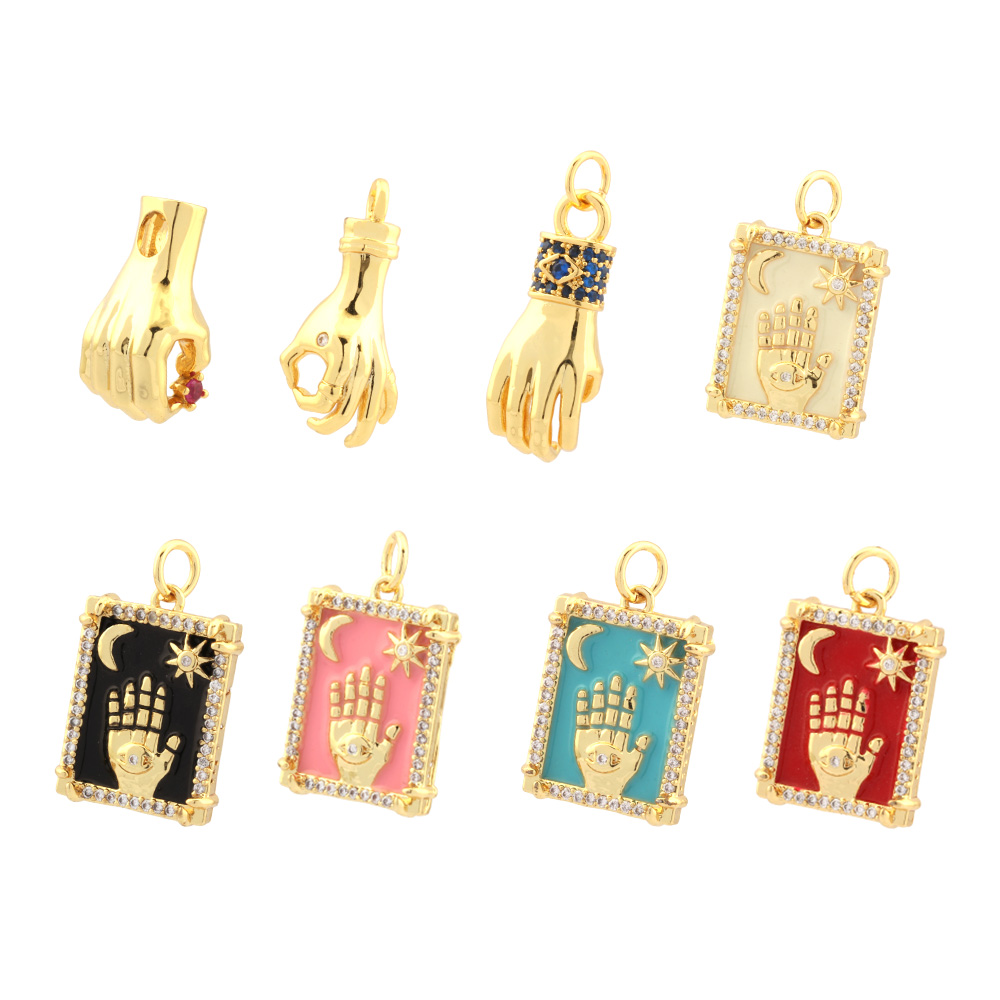 1 Piece Ig Style Hip-hop Hand Copper Enamel Inlay Pendant Jewelry Accessories display picture 13