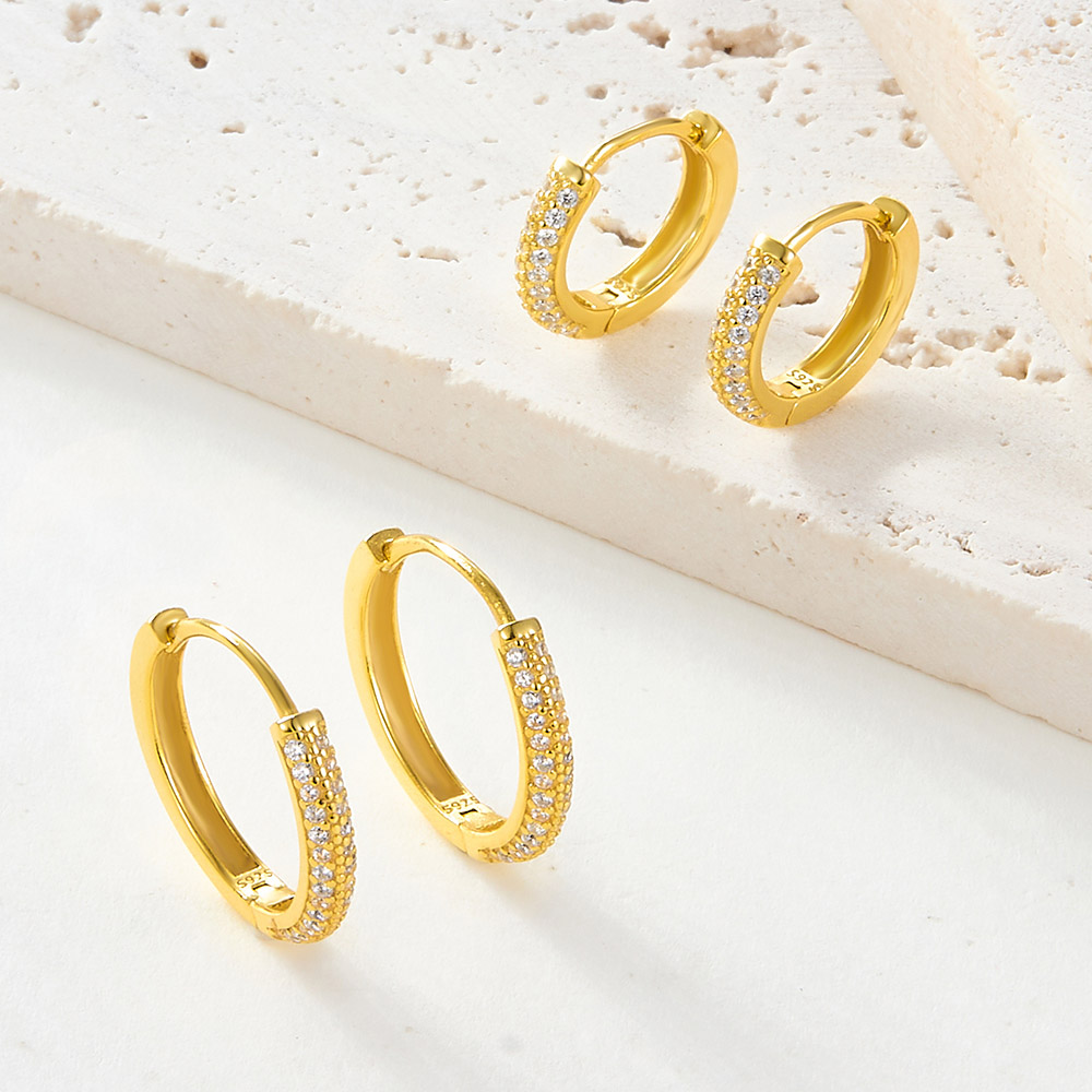 1 Pair Ig Style Simple Style Circle Plating Inlay Sterling Silver Zircon 18k Gold Plated White Gold Plated Earrings display picture 4