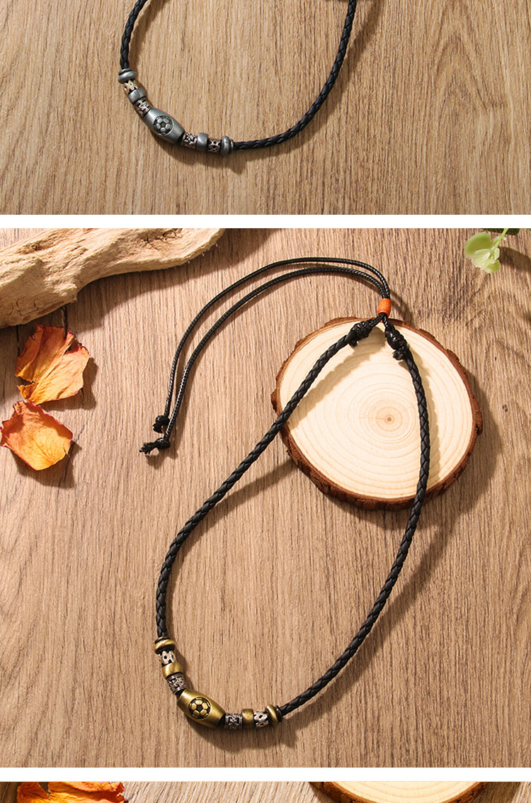 Casual Sports Football Pu Leather Alloy Men's Long Necklace display picture 2