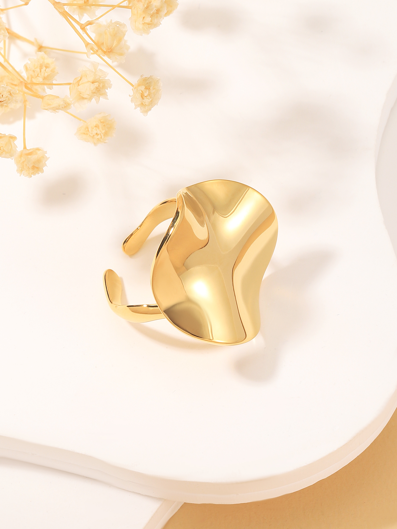 Edelstahl 304 18 Karat Vergoldet Elegant Einfacher Stil Überzug Geometrisch Offener Ring display picture 1