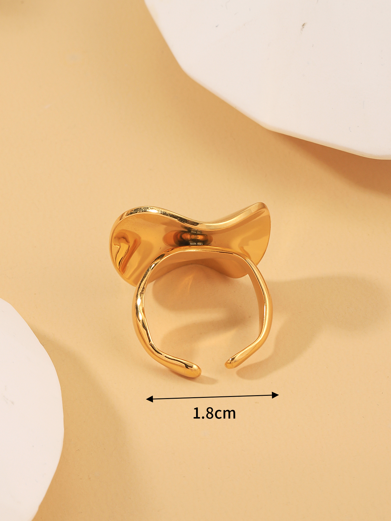 Edelstahl 304 18 Karat Vergoldet Elegant Einfacher Stil Überzug Geometrisch Offener Ring display picture 4