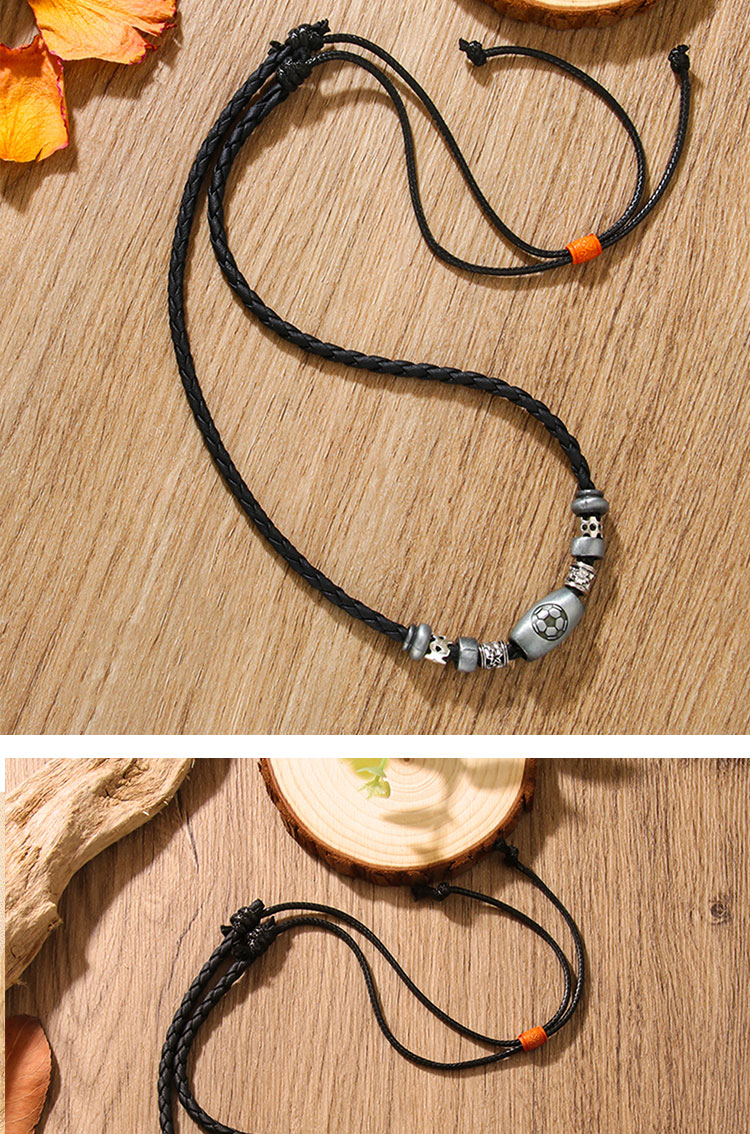 Casual Sports Football Pu Leather Alloy Men's Long Necklace display picture 3