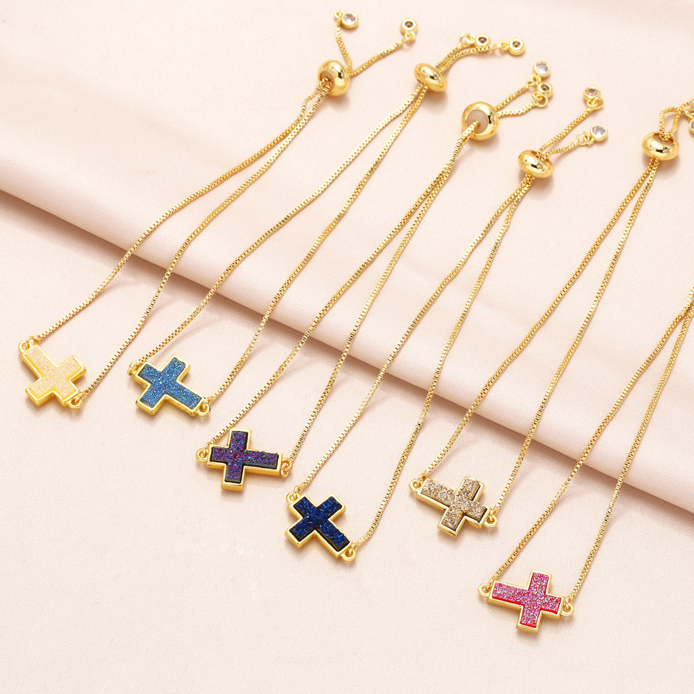Simple Style Cross Copper Plating 18k Gold Plated Bracelets display picture 11