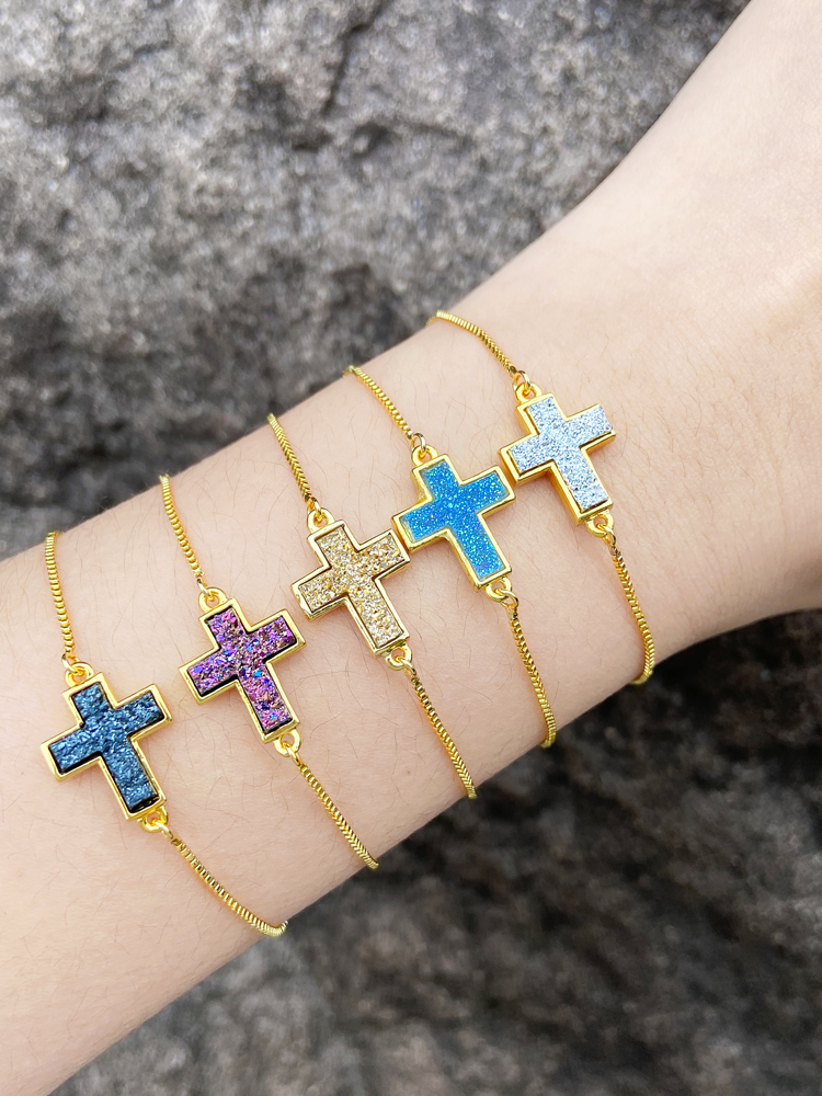 Simple Style Cross Copper Plating 18k Gold Plated Bracelets display picture 2