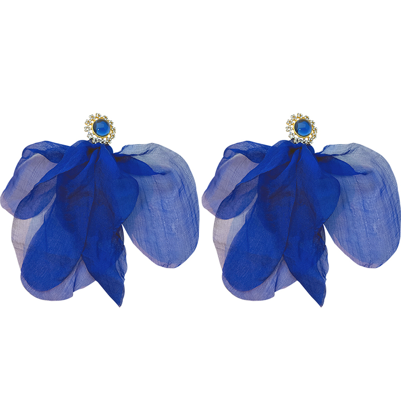 1 Pair Sweet Simple Style Petal Alloy Cloth Rhinestones Drop Earrings display picture 1