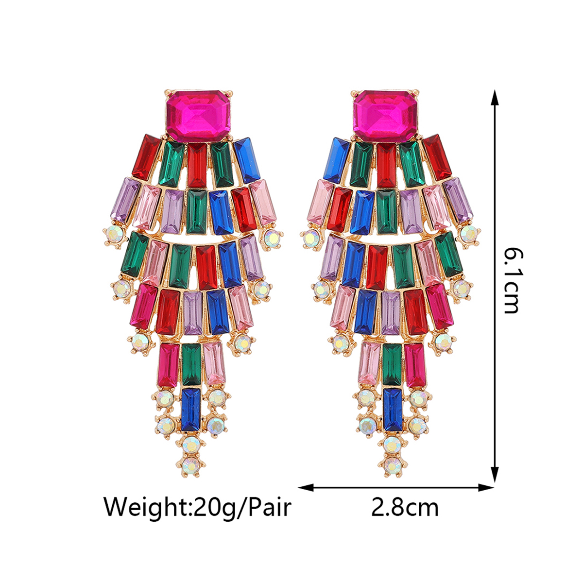 1 Pair Elegant Shiny Geometric Plating Inlay Zinc Alloy Glass Drop Earrings display picture 1