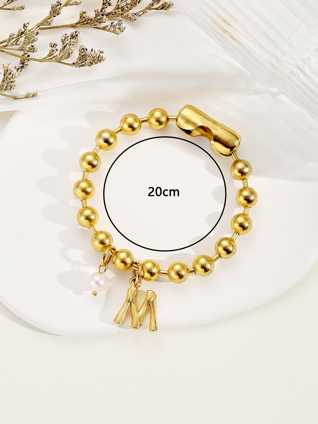 Rostfreier Stahl Einfacher Stil Brief Perle Armbänder display picture 1