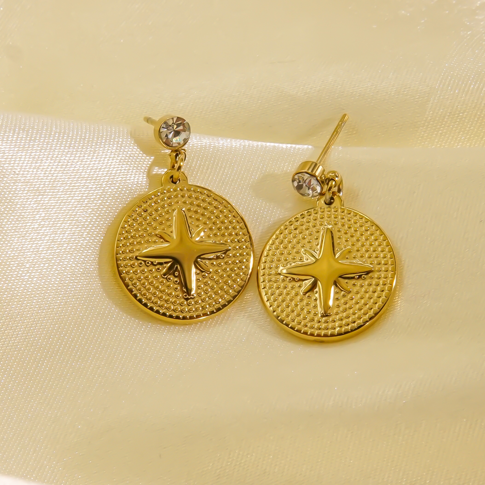 304 Stainless Steel 14K Gold Plated IG Style Elegant Star Bracelets Earrings display picture 4
