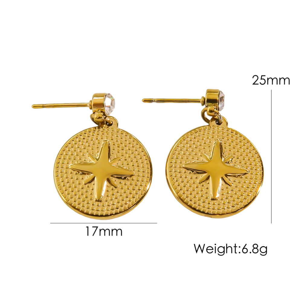 304 Stainless Steel 14K Gold Plated IG Style Elegant Star Bracelets Earrings display picture 2