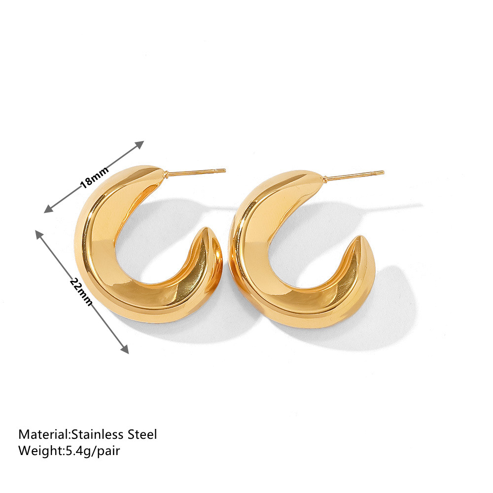 1 Pair Elegant Simple Style C Shape Plating Inlay Stainless Steel Artificial Pearls 18K Gold Plated Ear Studs display picture 1