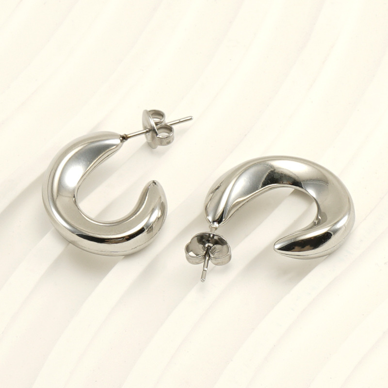 1 Paar Elegant Einfacher Stil C-Form Überzug Inlay Rostfreier Stahl Künstliche Perlen 18 Karat Vergoldet Ohrstecker display picture 3