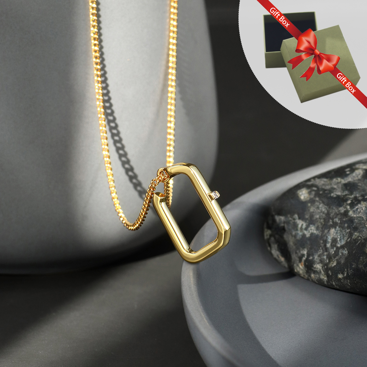 Einfacher Stil Geometrisch Kupfer Überzug Inlay Türkis Zirkon 18 Karat Vergoldet Halskette Mit Anhänger display picture 6