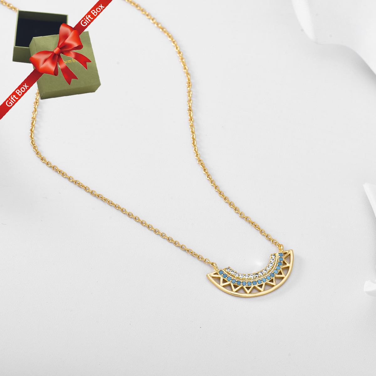 Einfacher Stil Geometrisch Kupfer Überzug Inlay Türkis Zirkon 18 Karat Vergoldet Halskette Mit Anhänger display picture 10