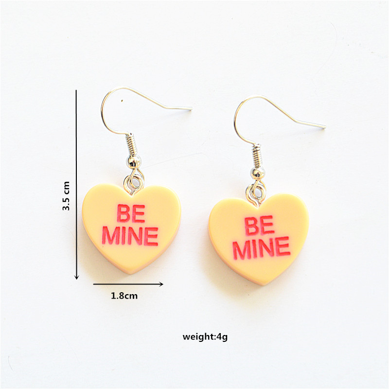 1 Pair Cute Letter Heart Shape Resin Metal Drop Earrings display picture 8