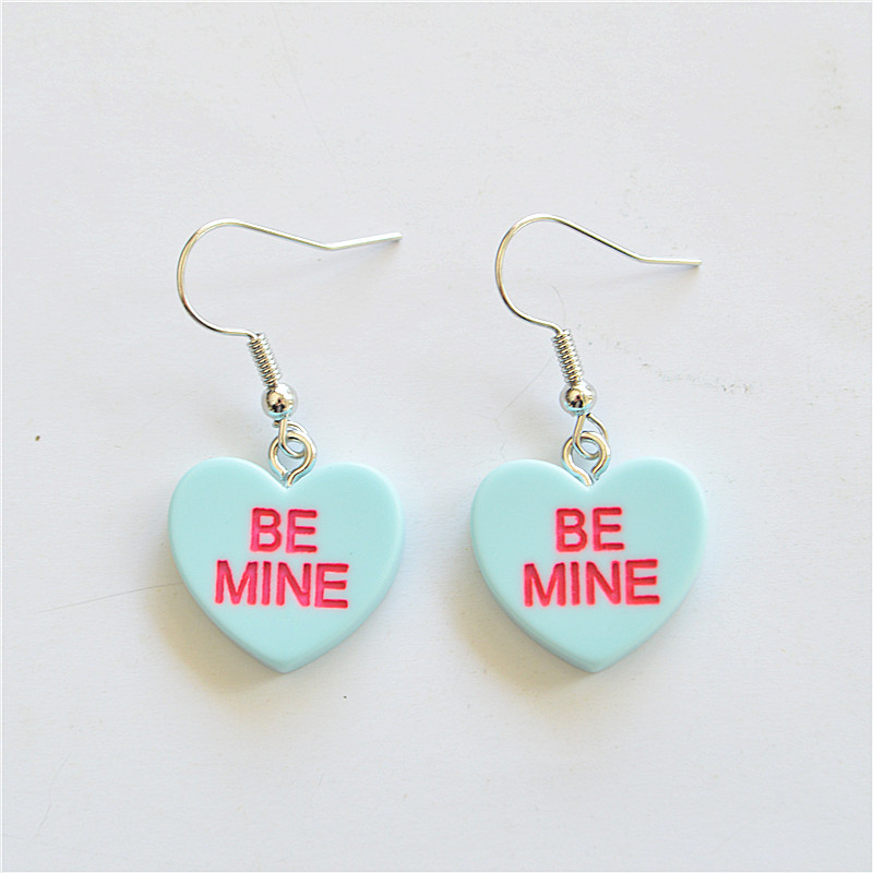 1 Pair Cute Letter Heart Shape Resin Metal Drop Earrings display picture 9