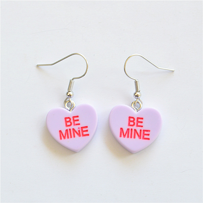 1 Pair Cute Letter Heart Shape Resin Metal Drop Earrings display picture 6