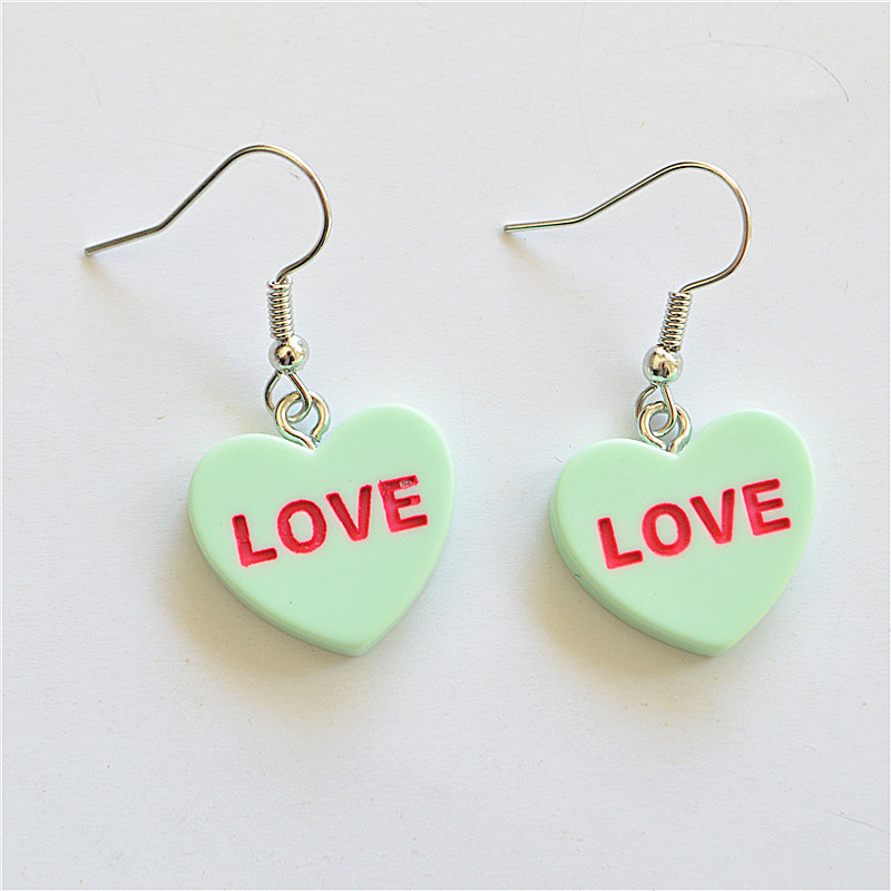 1 Pair Cute Letter Heart Shape Resin Metal Drop Earrings display picture 16