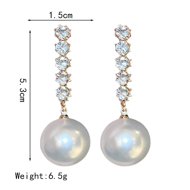 1 Pair Elegant Luxurious Geometric Inlay Alloy Artificial Rhinestones Artificial Pearls Drop Earrings display picture 5