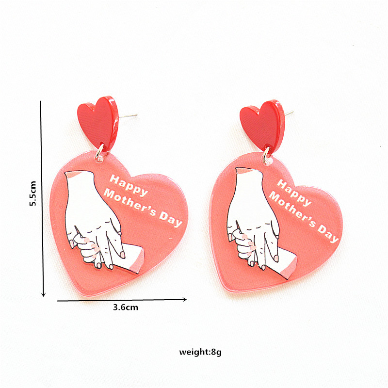 1 Pair Sweet Letter Heart Shape Arylic Metal Drop Earrings display picture 2