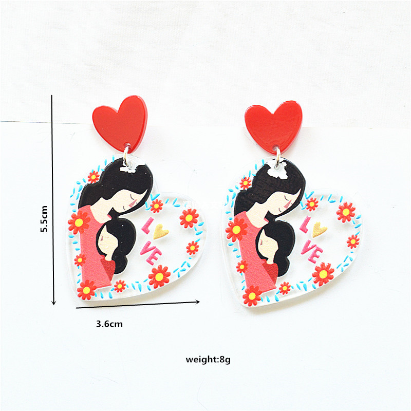 1 Pair Sweet Letter Heart Shape Arylic Metal Drop Earrings display picture 3