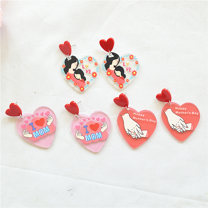 1 Pair Sweet Letter Heart Shape Arylic Metal Drop Earrings display picture 1