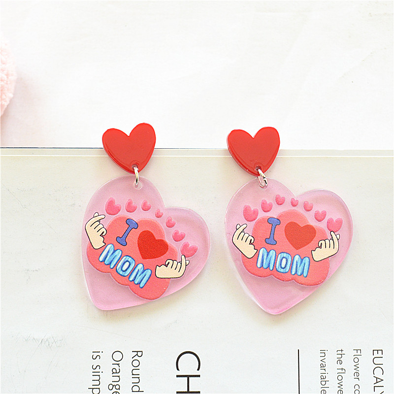 1 Pair Sweet Letter Heart Shape Arylic Metal Drop Earrings display picture 6