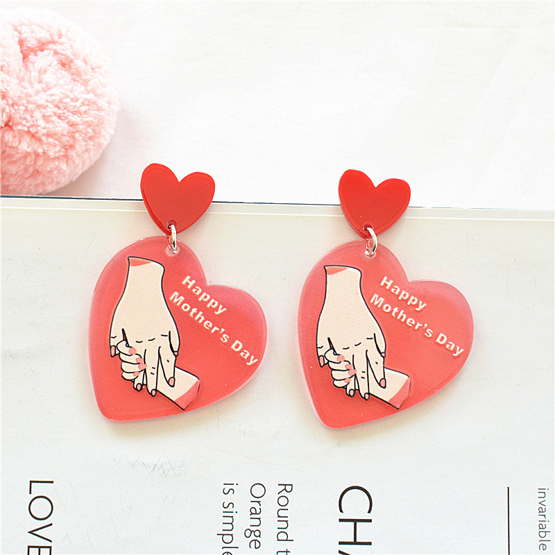 1 Pair Sweet Letter Heart Shape Arylic Metal Drop Earrings display picture 7
