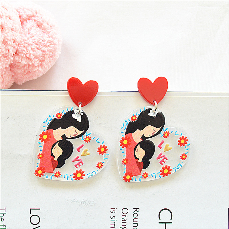 1 Pair Sweet Letter Heart Shape Arylic Metal Drop Earrings display picture 8