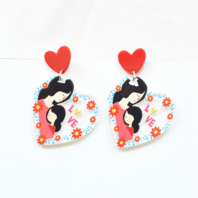1 Pair Sweet Letter Heart Shape Arylic Metal Drop Earrings display picture 5