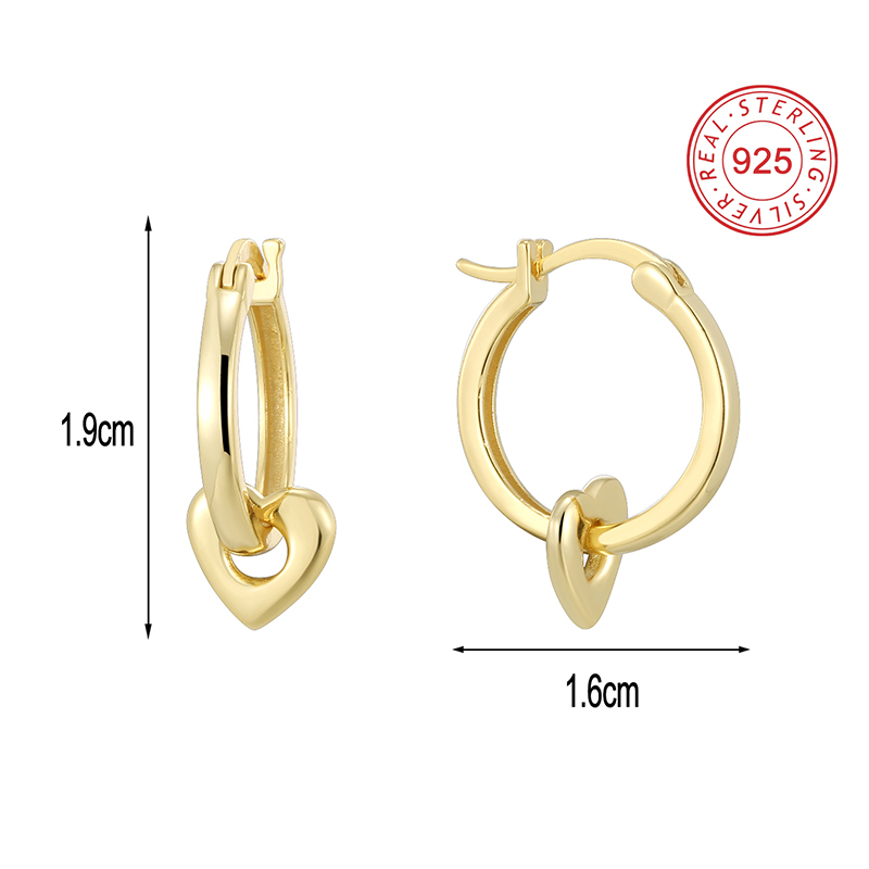 1 Pair Simple Style Heart Shape Sterling Silver Zircon Drop Earrings display picture 2