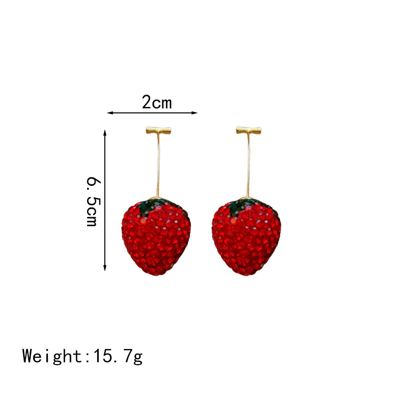 1 Pair Elegant Sweet Strawberry Inlay Alloy Artificial Rhinestones Drop Earrings display picture 5