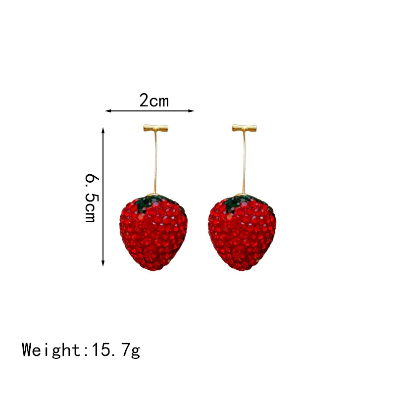 1 Paire Élégant Sucré Fraise Incruster Alliage Strass Artificiels Boucles D'oreilles display picture 5