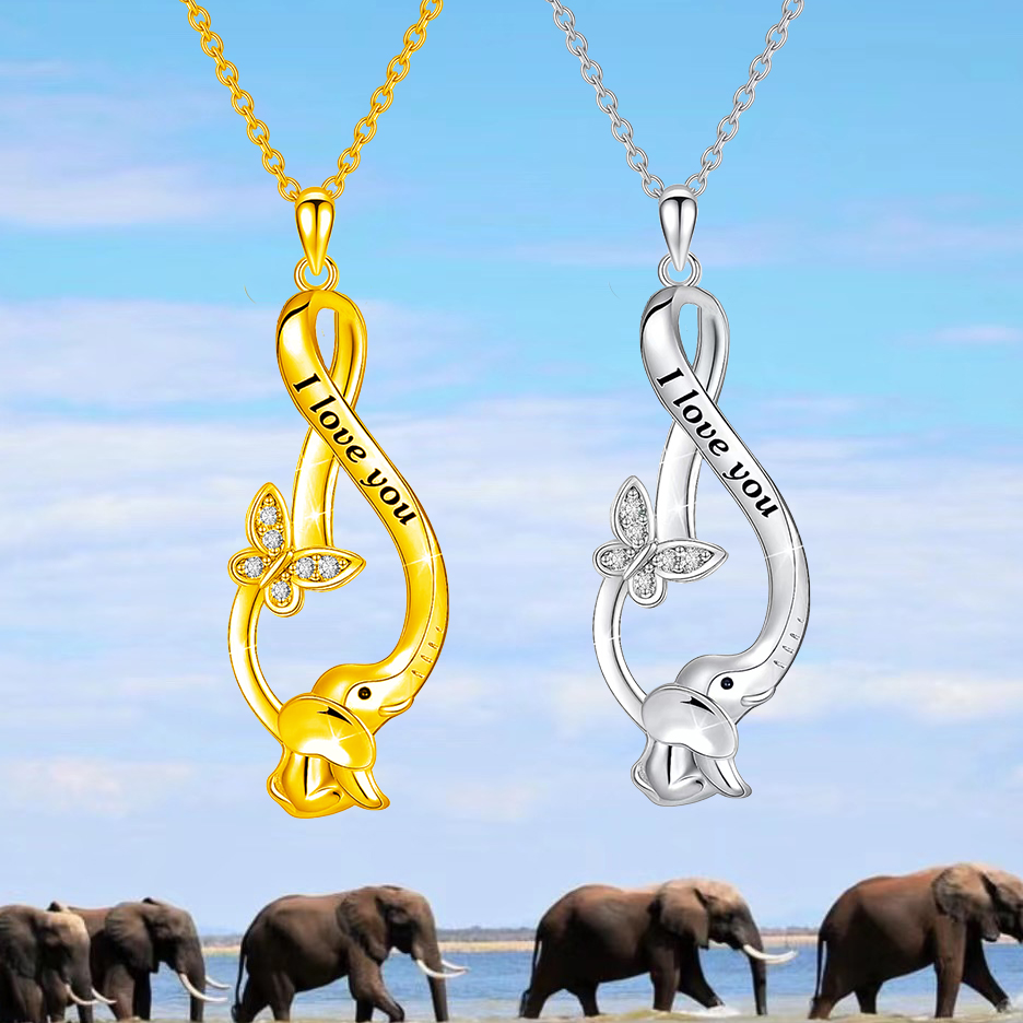 Cute Simple Style Letter Butterfly Elephant Alloy Plating Inlay Rhinestones Gold Plated Silver Plated Women's Pendant Necklace display picture 4