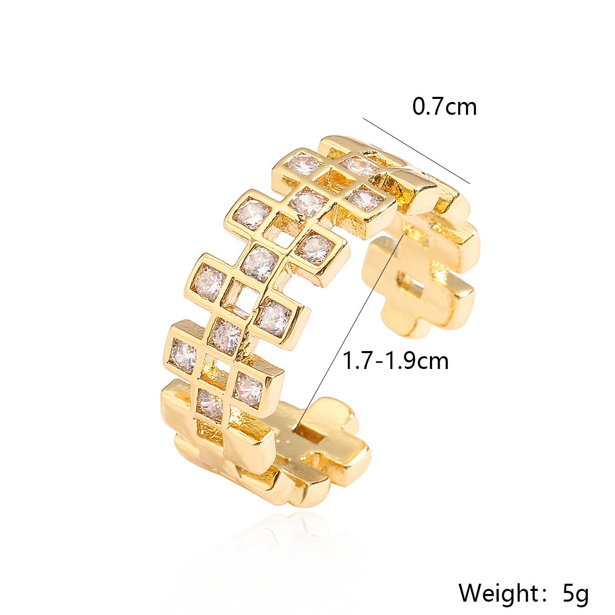 Ig-stil Einfacher Stil Geometrisch Kupfer Überzug Inlay Zirkon 18 Karat Vergoldet Offener Ring display picture 1