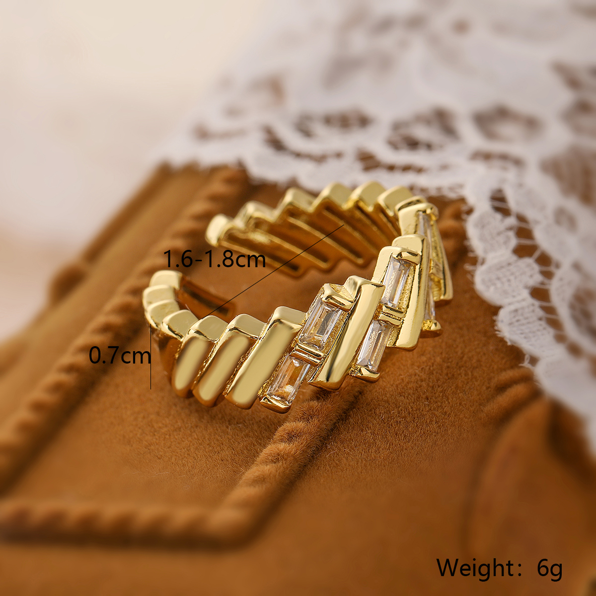 Ig Style Simple Style Geometric Copper Plating Inlay Zircon 18k Gold Plated Open Rings display picture 2
