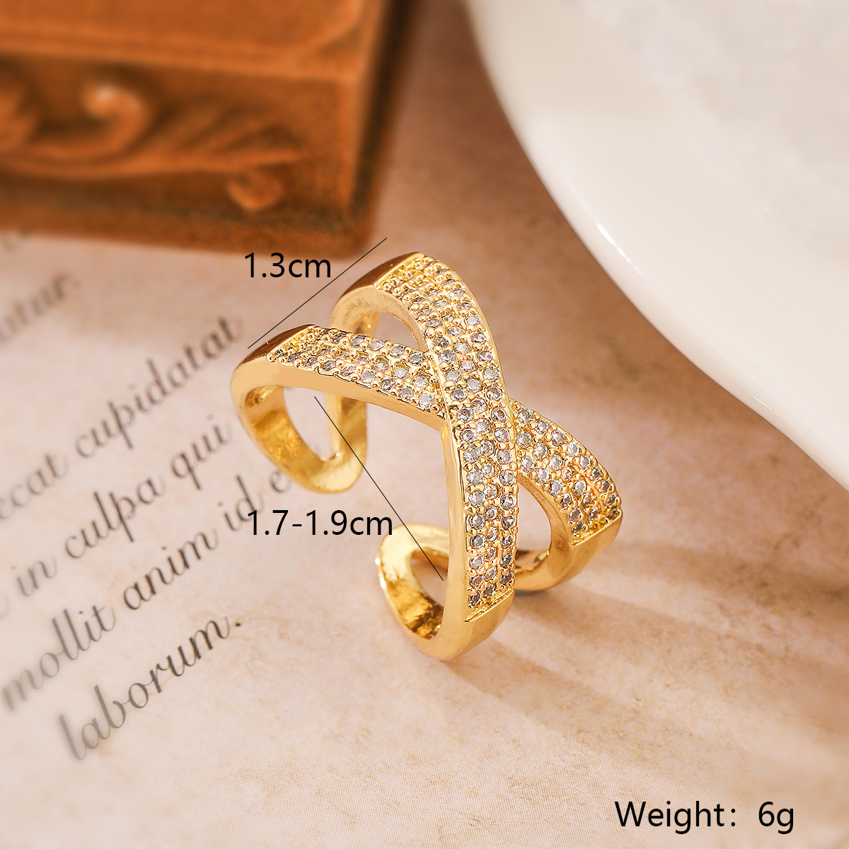 Einfacher Stil Geometrisch Kupfer Überzug Inlay Zirkon 18 Karat Vergoldet Offener Ring display picture 2